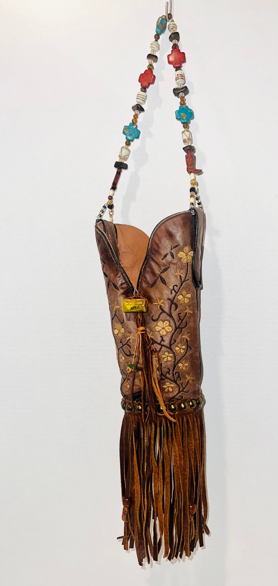 Custom Crafted Boot Purses with Beaded Straps