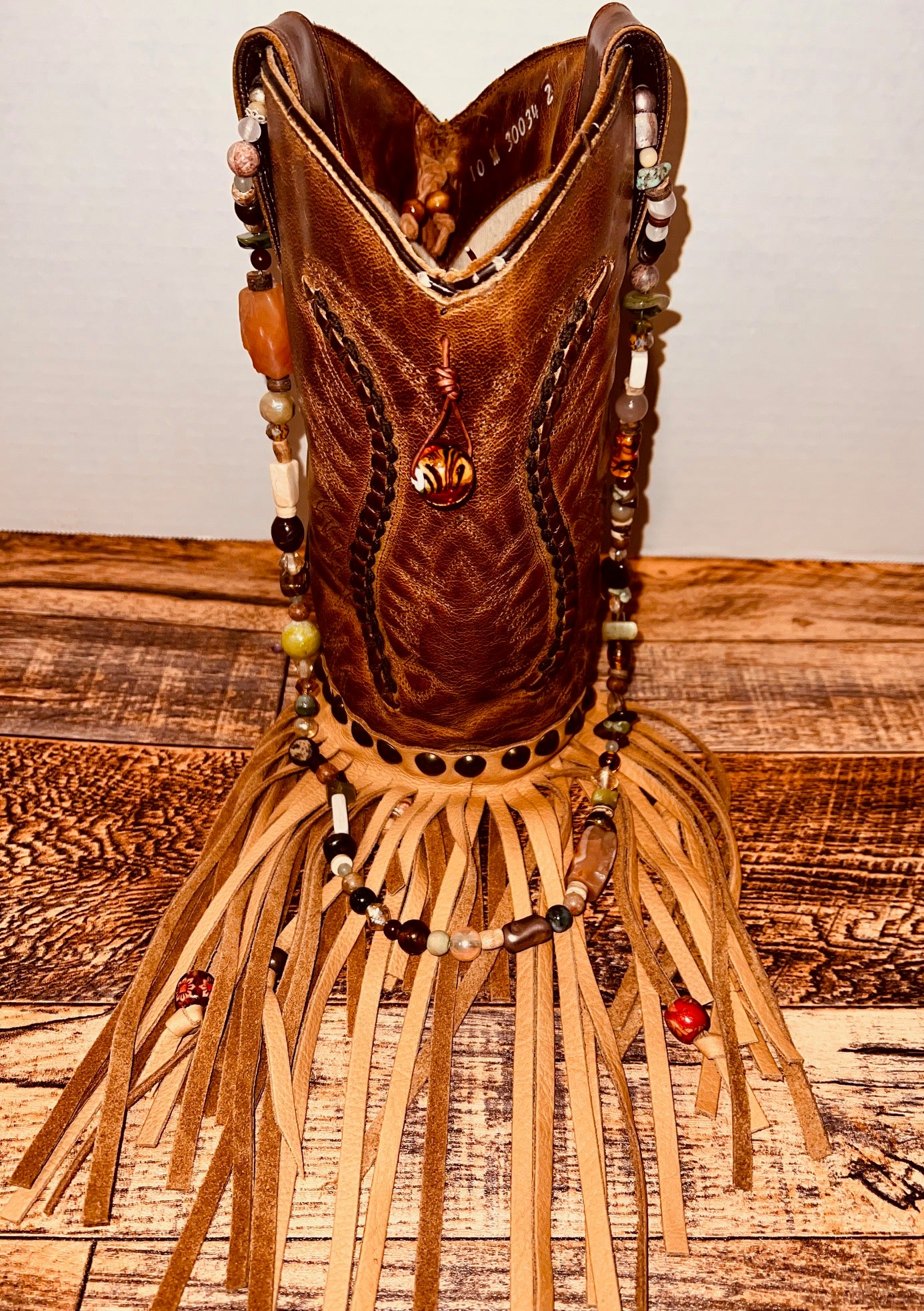 Custom Crafted Boot Purses with Beaded Straps