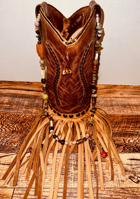 Custom Crafted Boot Purses with Beaded Straps