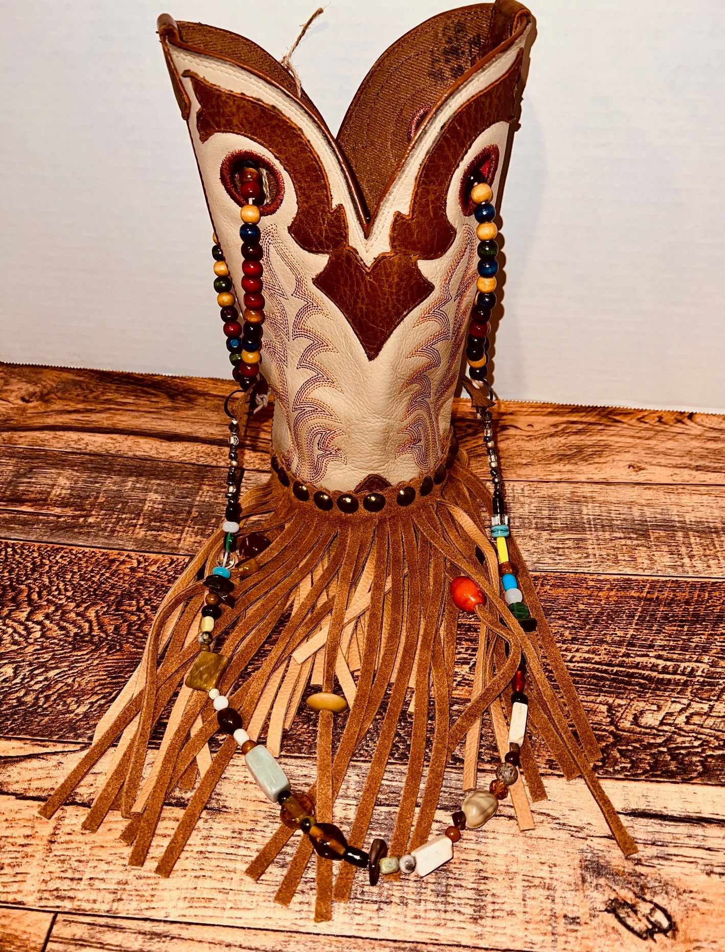 Custom Crafted Boot Purses with Beaded Straps
